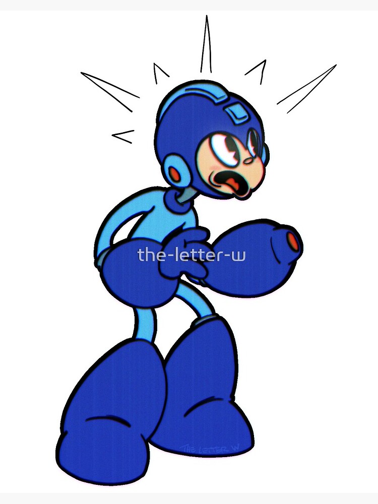 Toon Mega Man Shocked Greeting Card By The Letter W Redbubble