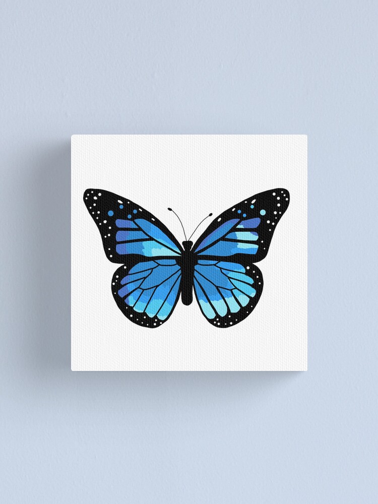 Monarch Butterfly over soft blue canvas print 8x10 