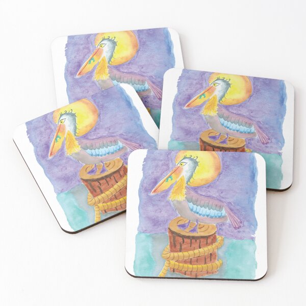 Item preview, Watercolor pelican on a piling  designed and sold by iCraftCafe.