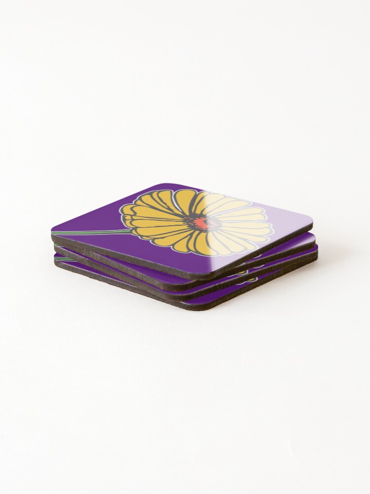 Thumbnail 4 of 5, Coasters (Set of 4), Yellow flower designed and sold by Rusembell.