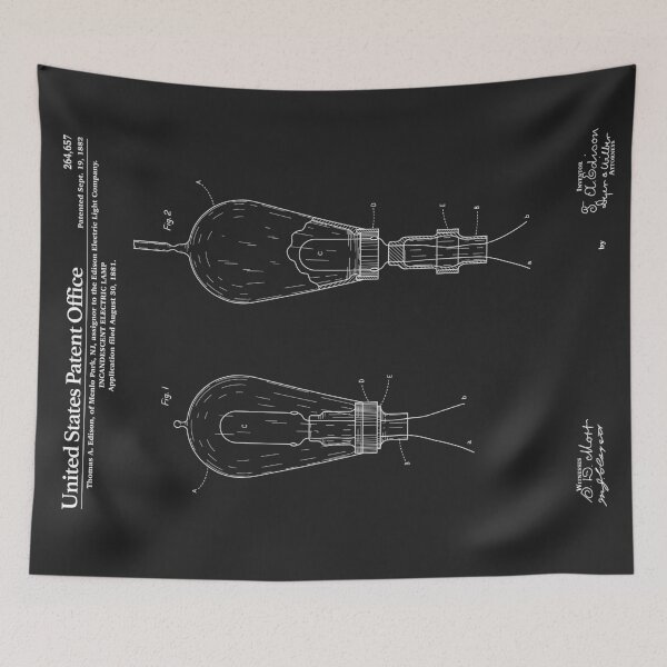 Item preview, Patente de bombilla Thomas Edison - Negro designed and sold by FinlayMcNevin.