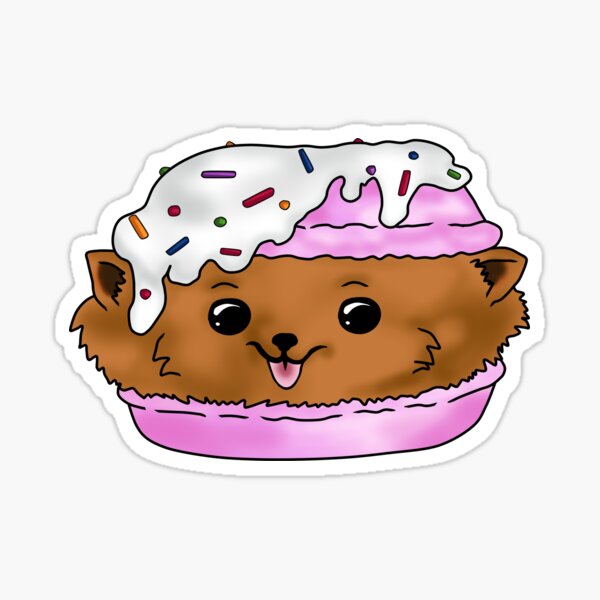Pomeranian Macaroon (Pink) Sticker