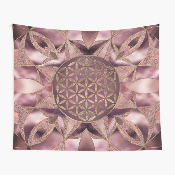 Flower of Life Rose Gold Tapestry