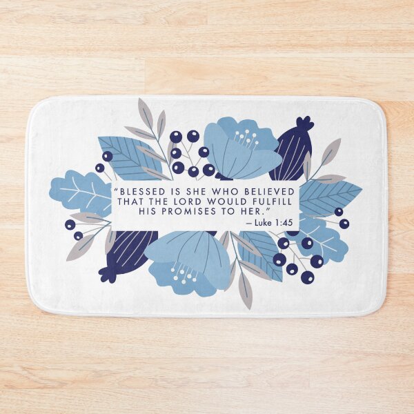 Item preview, Luke 1:45 Bible Verse with Blue Floral Border designed and sold by gsproductsgs.