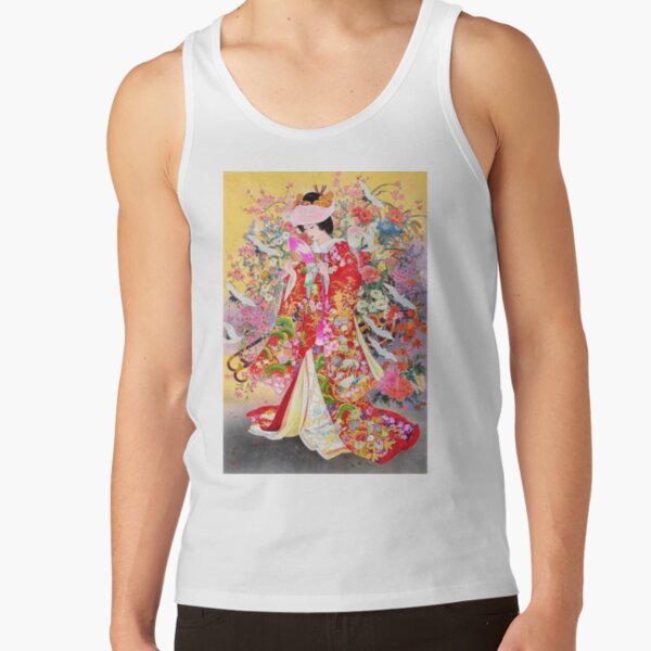 #Kimono, #flower, #geisha, #art, costume, dress, decoration, celebration, fashion, painting Tank Top
