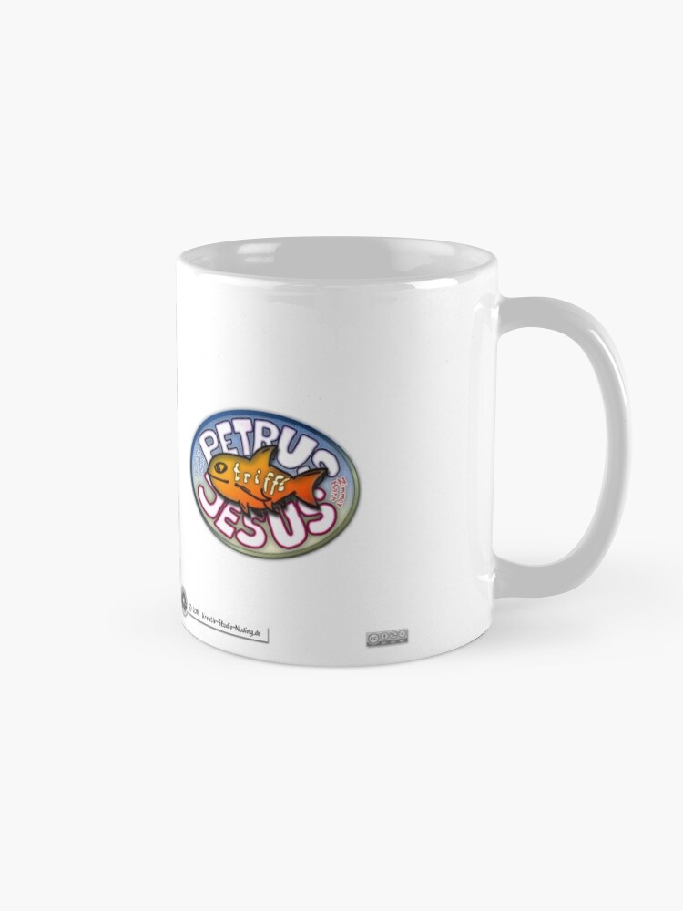 Alternative Ansicht von Petrus trifft Jesus - Cartoon-Design - Zu Hilfe ! Tasse