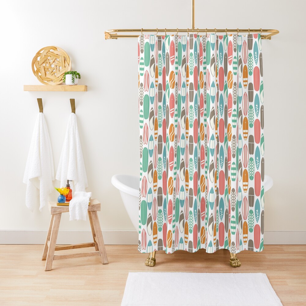 Surfboard Pattern Shower Curtain