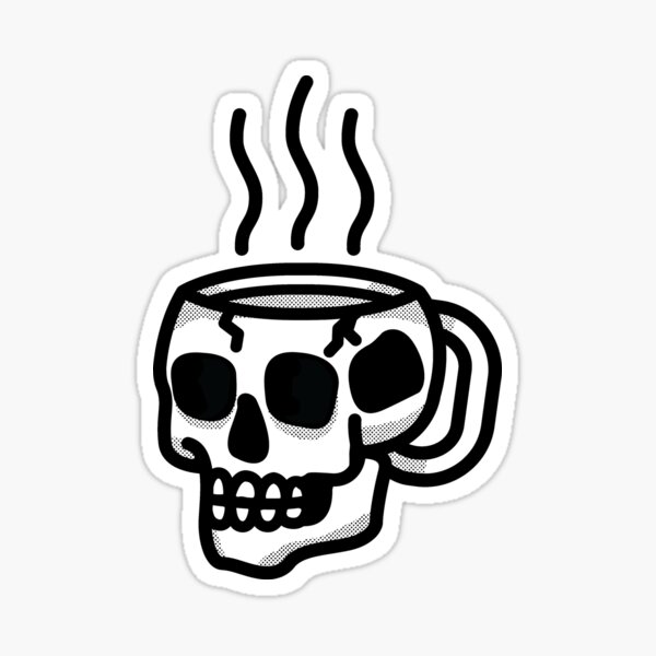traditional black linework tattoo with banner of a skull drinking coffee  Stock Vector Image  Art  Alamy