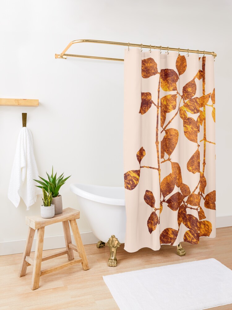 Alternate view of fall golden leaves Shower Curtain