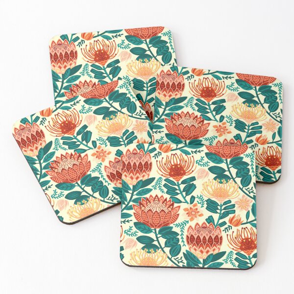 Item preview, Protea Chintz - Teal & Orange  designed and sold by TigaTiga.