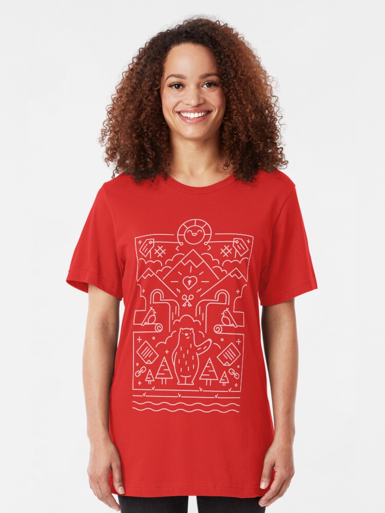 Alternate view of 3rd Bearthday Shirt - Red Slim Fit T-Shirt