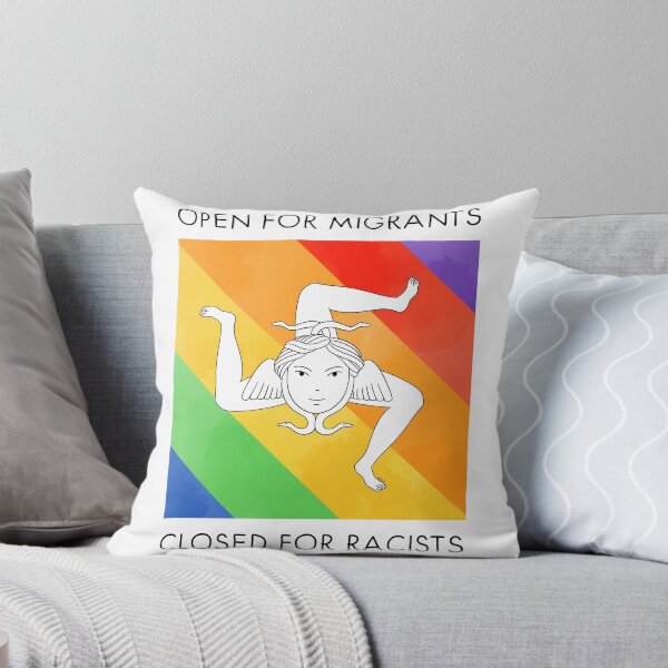 Item preview, Open for migrants, closed for racists - Rainbow Trinacria  designed and sold by Chiara Filincieri.
