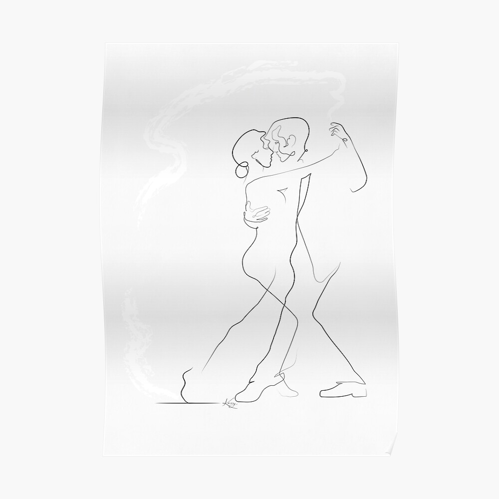 Tango Dancer Line Drawing Postcard By Kerrykg Redbubble