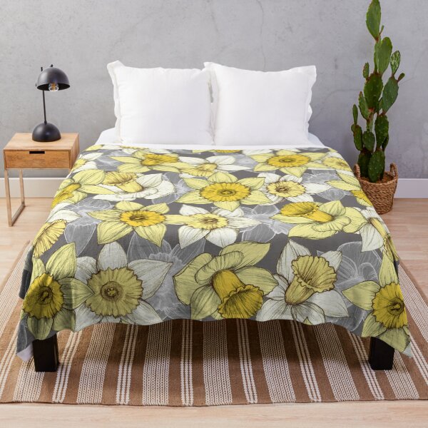 Item preview, Daffodil Daze - yellow & grey daffodil illustration pattern designed and sold by micklyn.