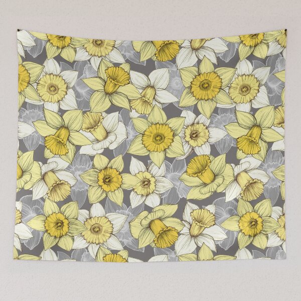Item preview, Daffodil Daze - yellow & grey daffodil illustration pattern designed and sold by micklyn.