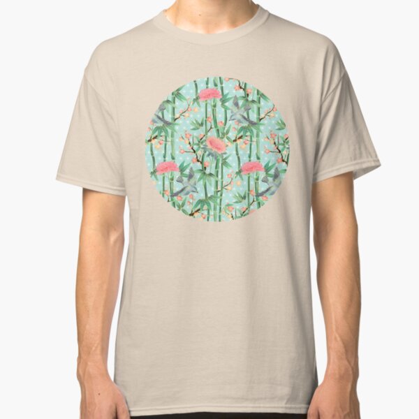 Bamboo, Birds and Blossom - soft blue green Classic T-Shirt