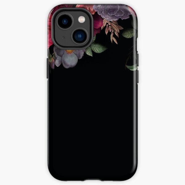 Antique Botanical Night Watercolor Roses on Black iPhone Tough Case