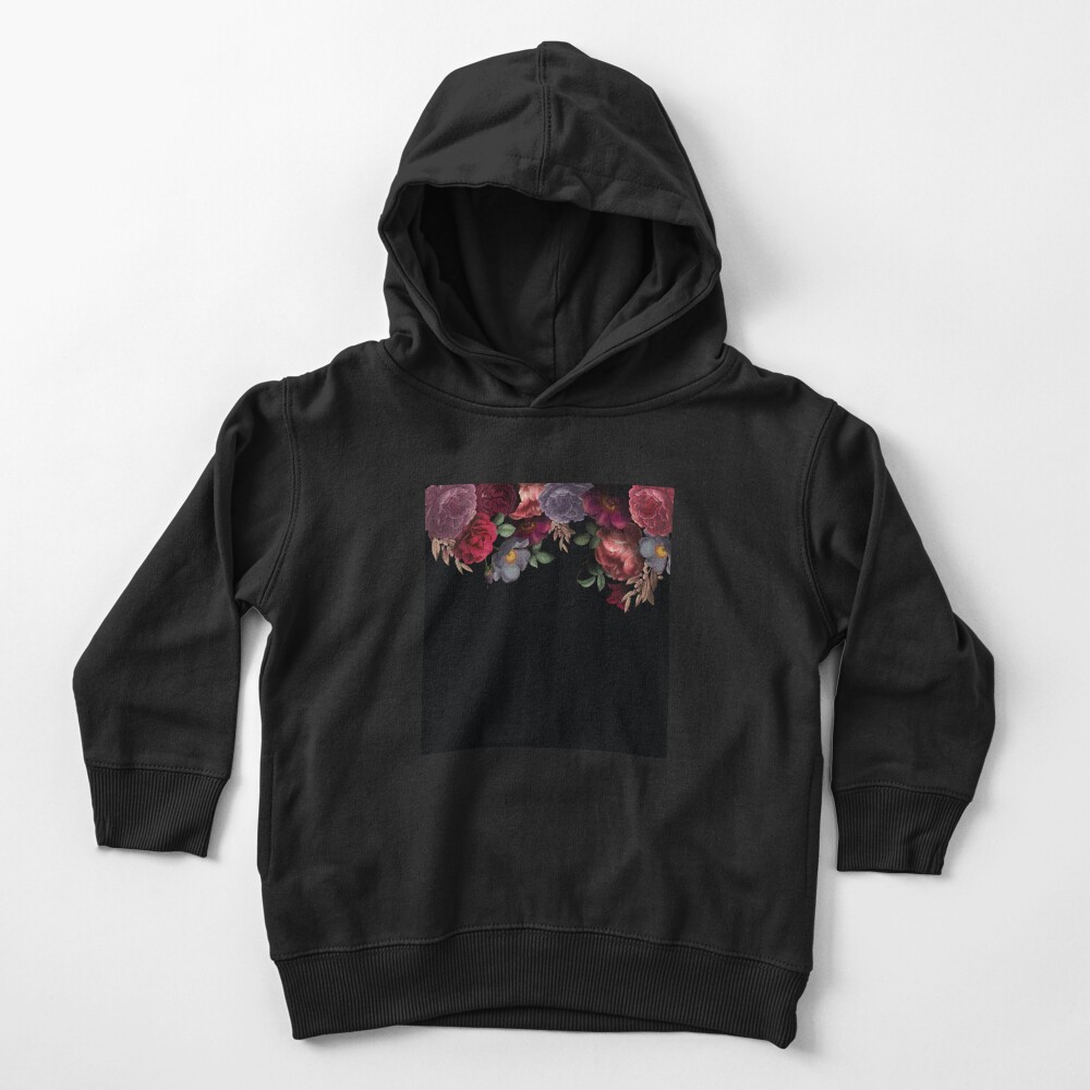 Roses Tapestry Pullover Hoodie w/ Side Seam Pockets in Cream