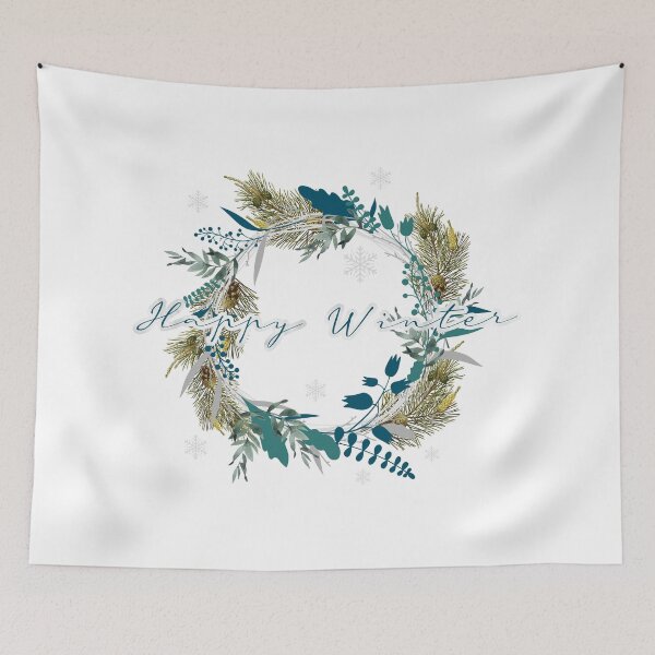 Item preview, Winter Wreath - Happy Winter designed and sold by MaplewoodMerch.