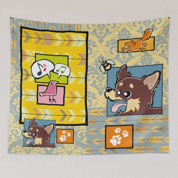 Item preview, Chihuahua - Long Hair - Chocolate (Collage) designed and sold by TheChicken.