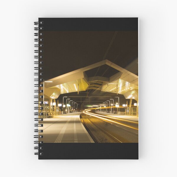 Item preview, Nijmegen Goffert train passing by in train station by night designed and sold by ArtJohannes.