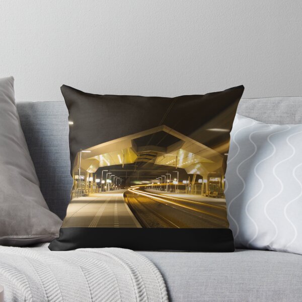 Item preview, Nijmegen Goffert train passing by in train station by night designed and sold by ArtJohannes.