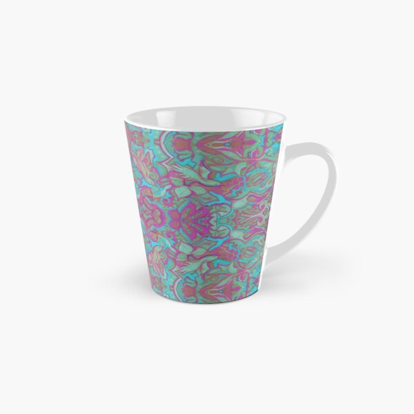 Birds Arabesque, Bohemian Pattern, Pink Turquoise Tall Mug