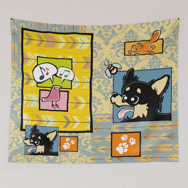 Item preview, Chihuahua - Long Hair - Black (Collage) designed and sold by TheChicken.