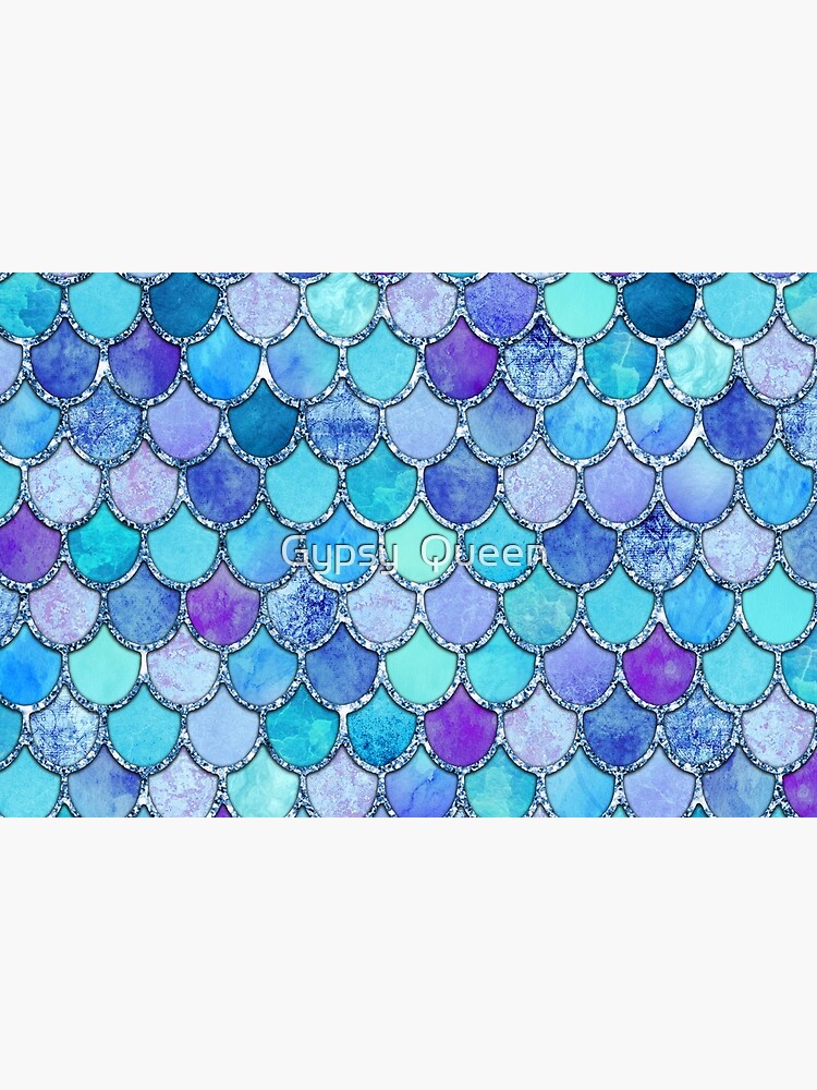 Discover Colorful Blues Mermaid Scales | Bath Mat