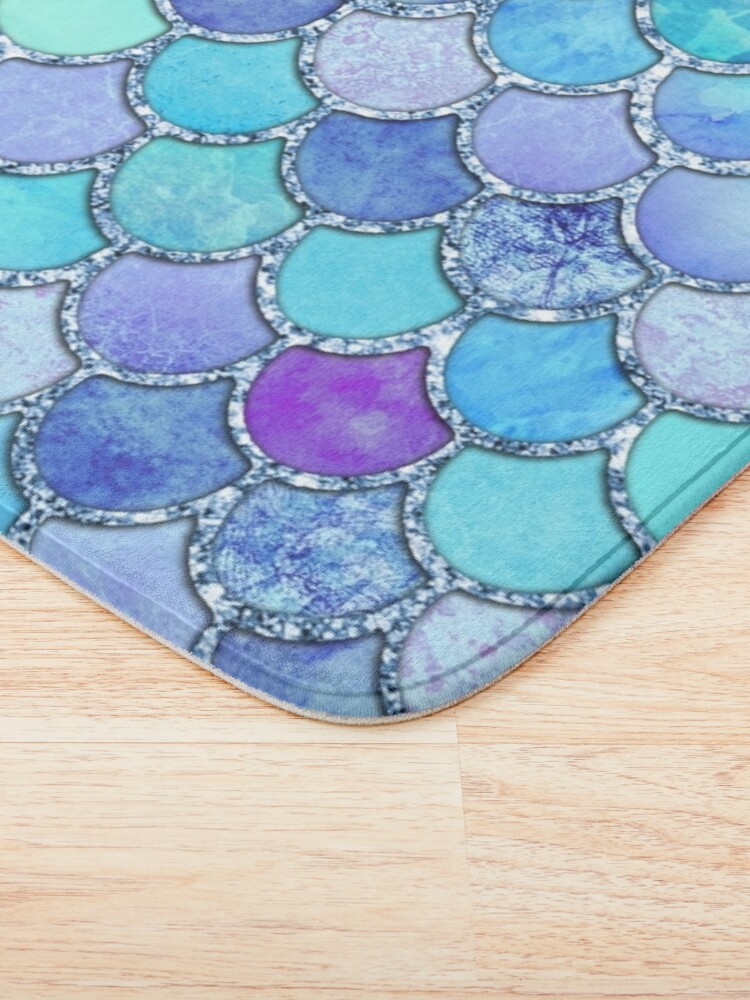 Disover Colorful Blues Mermaid Scales | Bath Mat