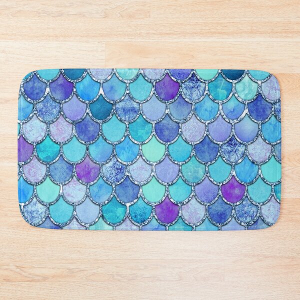 Discover Colorful Blues Mermaid Scales | Bath Mat