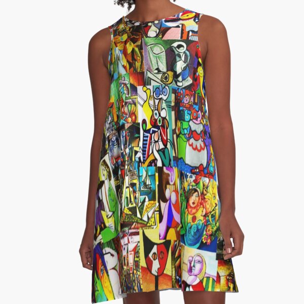 Picasso Retrospective Collage A-Line Dress