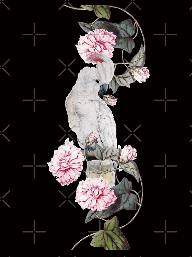 Nostalgic white cockatoo in flowering branch by UtArt