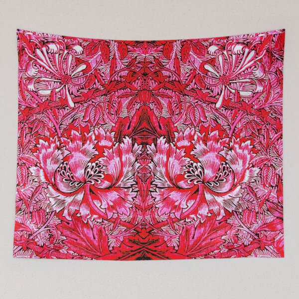 Item preview, RED HONEYSUCKLE FLOWERS  WHITE FUCHSIA FLORAL designed and sold by BulganLumini.