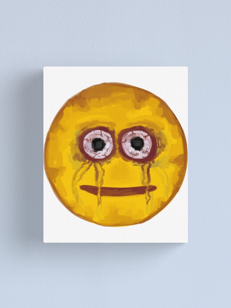 Cursed Emoji 14. Oil and acrylic on canvas. 12” diameter tondo Editions and  publications in bio #cursedimage #cursedemoji #painting
