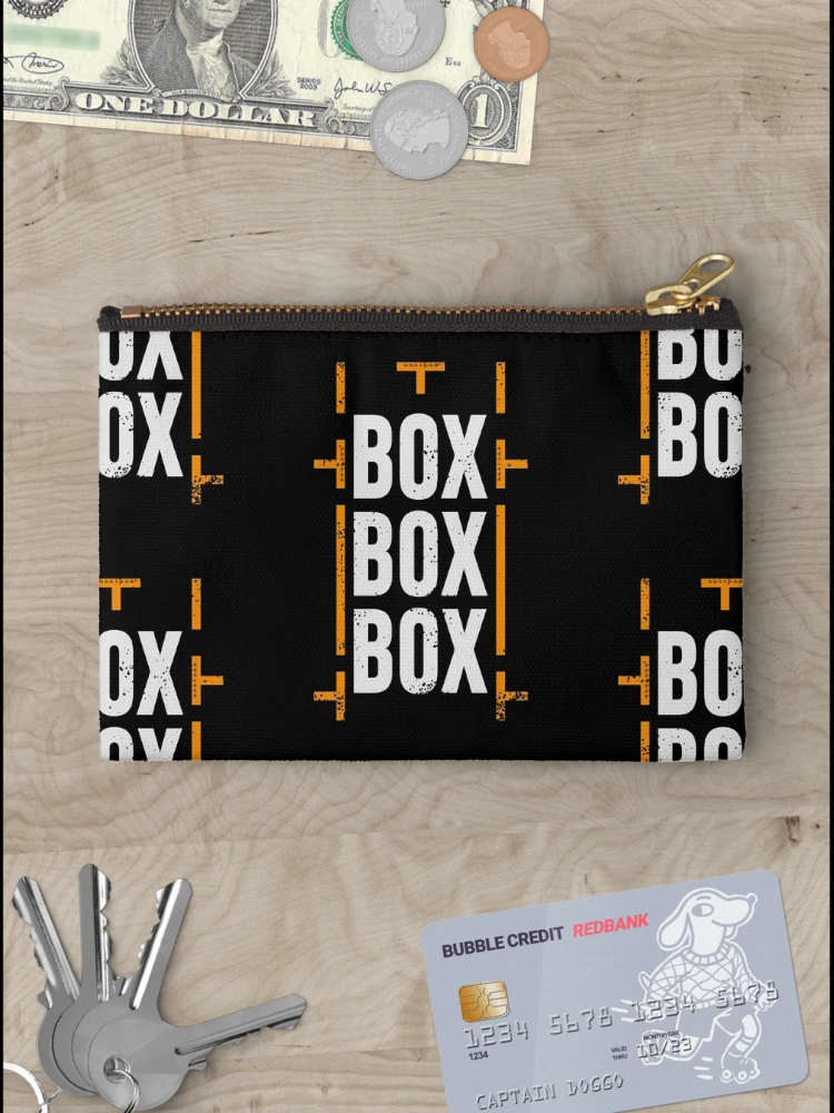 Thumbnail 3 of 4, Zipper Pouch, 'Box Box Box' Formula 1 Racing Pitstop Design designed and sold by David Speed Design.