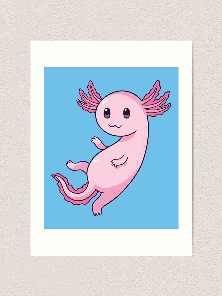 Cute Axolotl Art Print By Dersenat Redbubble