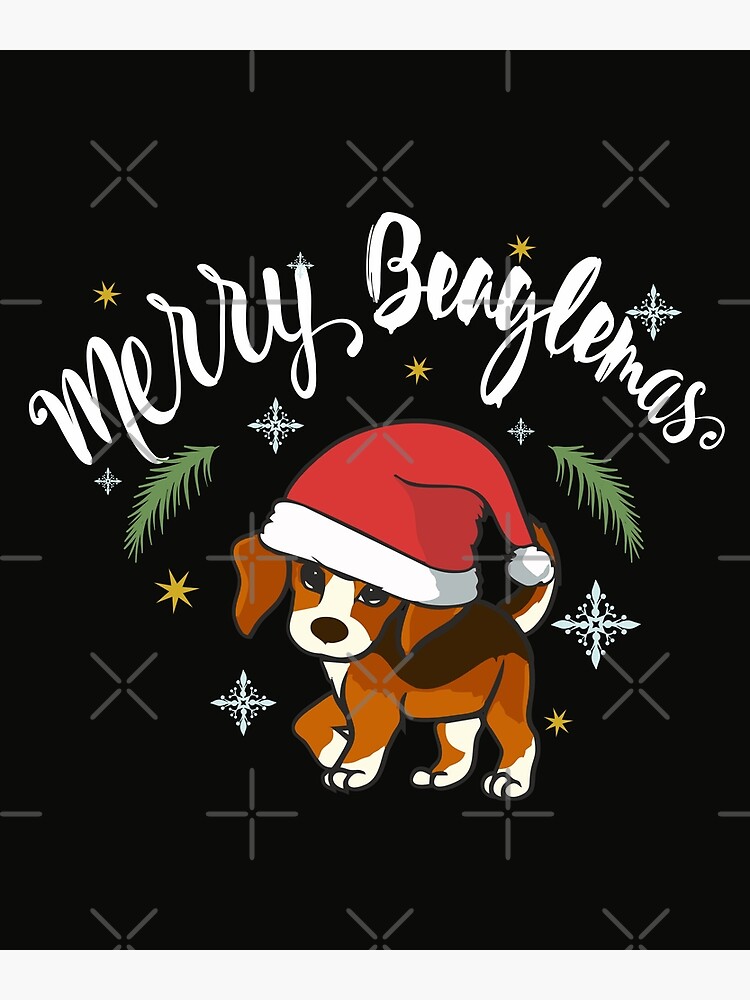 Carte De Vœux Joyeux Beaglemas Noel Mignon Petit Chiot Beagle En Bonnet De Noel Par Alenaz Redbubble