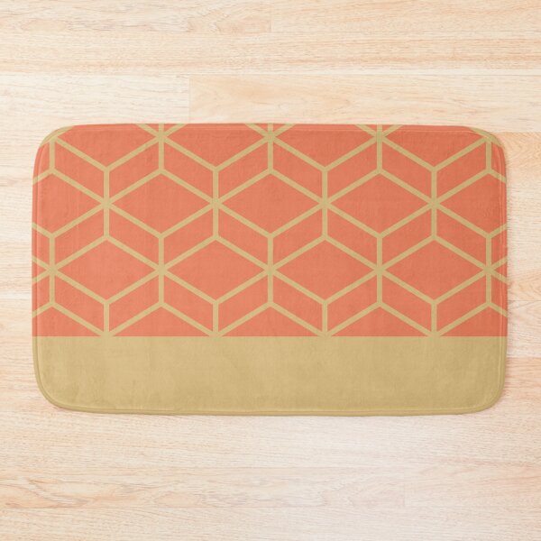 Item preview, Honeycomb Geometric Lattice Color Block in Coral Blush Pink and Golden Mustard designed and sold by kierkegaard.