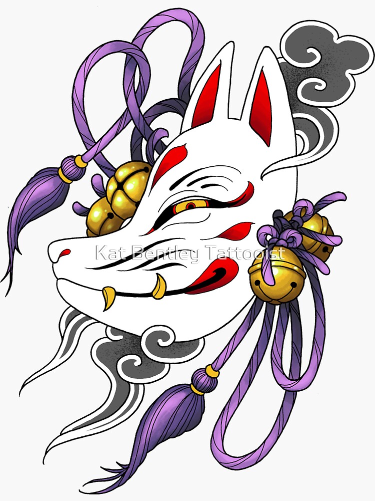 Kitsune Mask Shaded Version Sticker For Sale By Katbentley Redbubble 9507