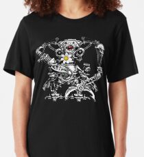Cyberpunk Vintage Robot with Flower Steampunk T-Shirts Slim Fit T-Shirt