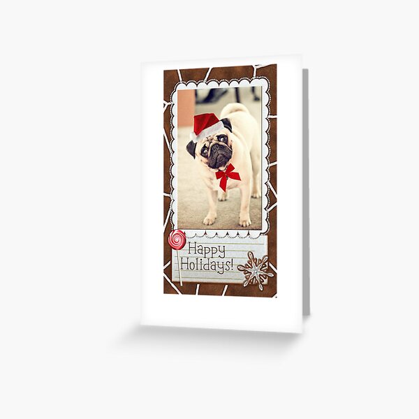 Seasons Greetings Pug Greeting Card