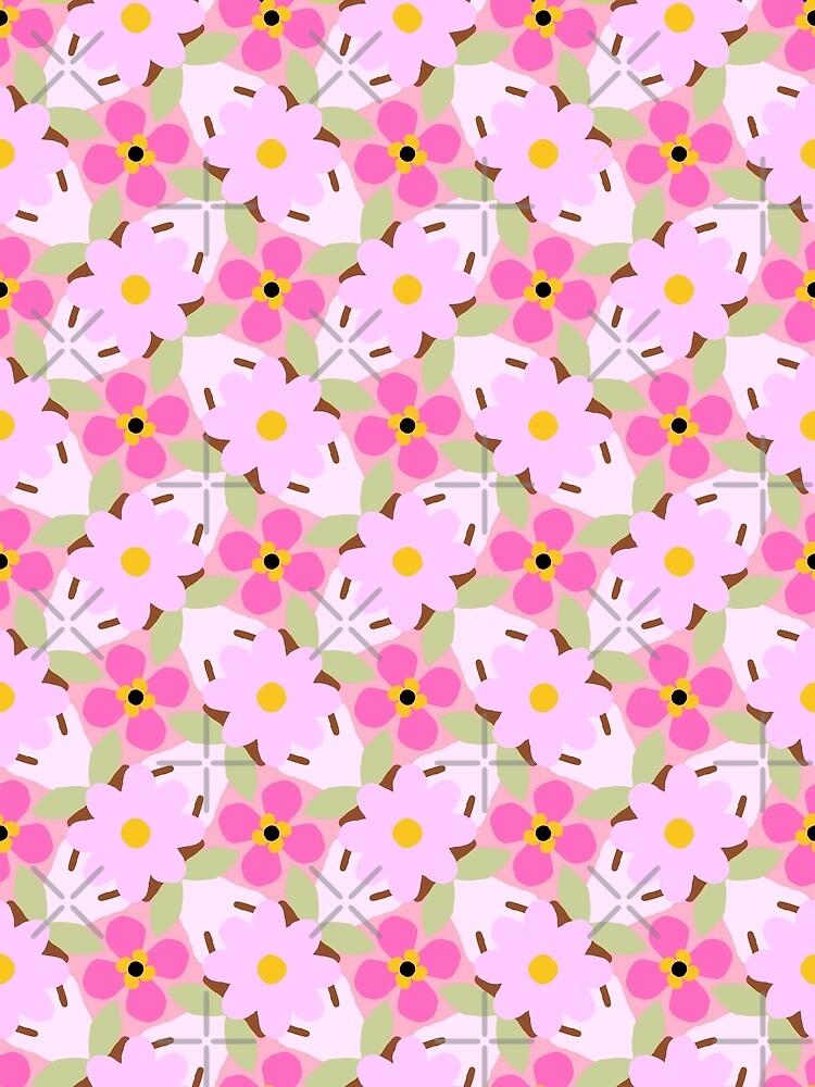 "Floral Pink, Green and Yellow Pattern" Poster by Kashabu Redbubble