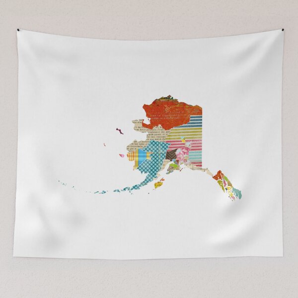 Item preview, Alaska Love - Bright and Colorful Collage Quilt State Map Art designed and sold by traciwithani.