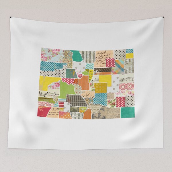 Item preview, Colorado Love - Bright and Colorful Collage Quilt State Map Art designed and sold by traciwithani.