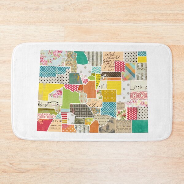 Item preview, Colorado Love - Bright and Colorful Collage Quilt State Map Art designed and sold by traciwithani.