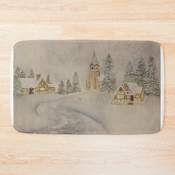 Item preview, Crisp snowy town watercolour painting  designed and sold by Lily Trenchard.