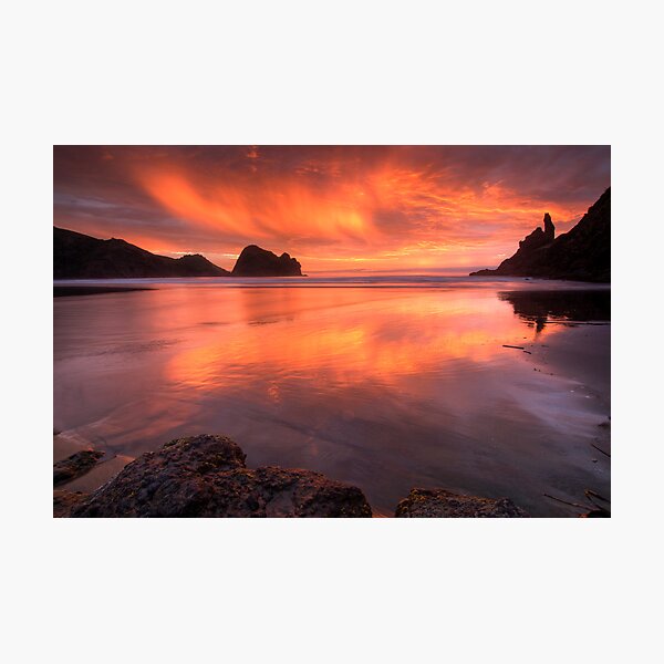 Piha Turns Orange Photographic Print