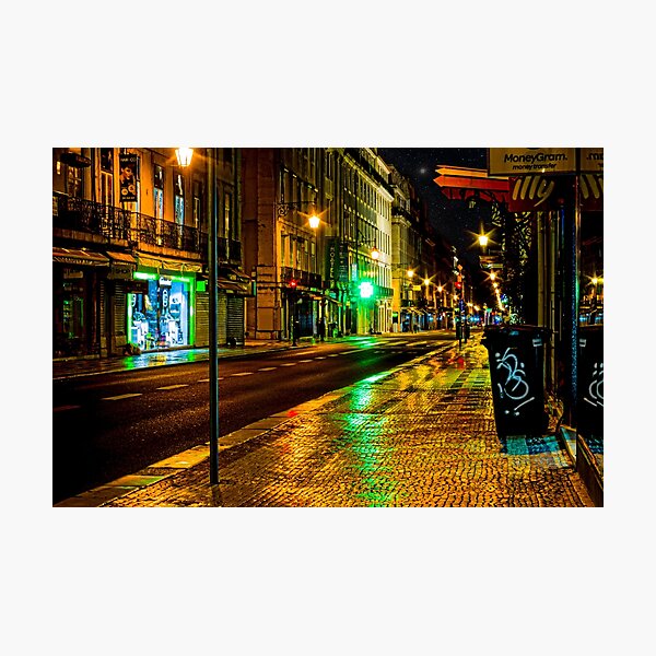 Lisbon street at night Photographic Print