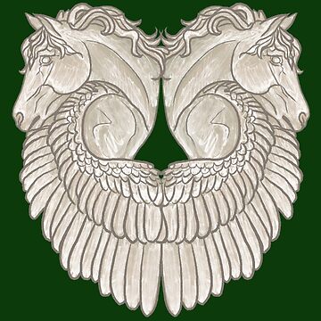 Artwork thumbnail, Marble Pegasus Feather Heart by tinaschofield